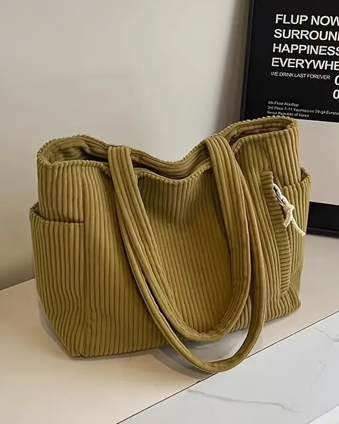 Tilda – Textured tote bag with drawstring detail