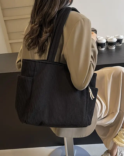 Tilda – Textured tote bag with drawstring detail