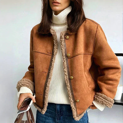 Rosalie™ - Sheepskin Leather Button Jacket