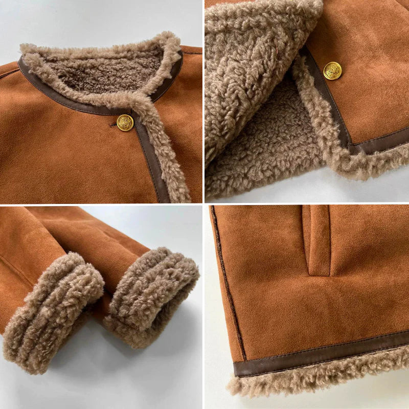 Rosalie™ - Sheepskin Leather Button Jacket