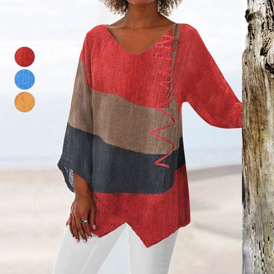 Hélène™ | Artistic V-Neck Tunic – Creative, Airy & Stylish