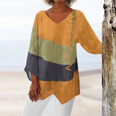 Hélène™ | Artistic V-Neck Tunic – Creative, Airy & Stylish