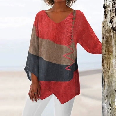 Hélène™ | Artistic V-Neck Tunic – Creative, Airy & Stylish